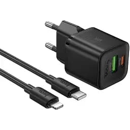 Зарядное устройство Hoco N65 USB/ Type-C PD QC черный + кабель Type-C to Lightning
