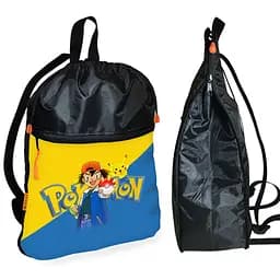 Рюкзак-мешок для обуви,спортивной формы Покемон Пикачу детская сумка для сменки с расширителем (01353)
