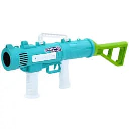 Мыльные пузыри 8018K автоматический бластер, со светом, запаска 8.5 см, 53 см, на батарейках голубой