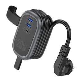 Мережевий подовжувач Hoco NS7 Sharp USB-C/USB-A Чорний - мініатюра 2