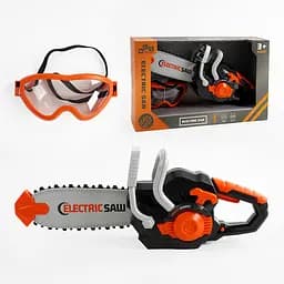 Детская бензопила защитные очки, звук, на батарейках, в коробке