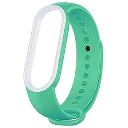 Ремешок Uwatch Double Color Replacement Silicone Band For Xiaomi Mi Band 5/6/7 Mint/White Line