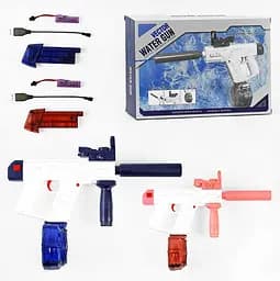 Водный пистолет 518-7 2 емкости для воды, прицел, аккумулятор 3.7V, USB-кабель, в коробке (6946616012744) МИКС