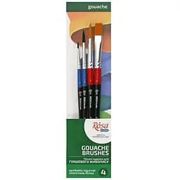Набір пензлів для гуаші мікс 4 шт. синтетика (№7,12) білка (№0,4) Rosa Studio