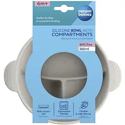 Мисочка силіконова на присосці Canpol babies з секціями DOTS (51/403_grey) - мініатюра 7