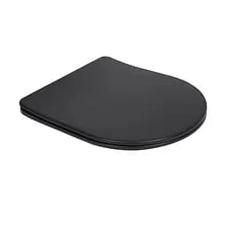 Унітаз підвісний Qtap Robin New Ultra Quiet безобідковий з сидінням Soft-close Black matt QT13332381АSMB, Чорний матовий - мініатюра 8