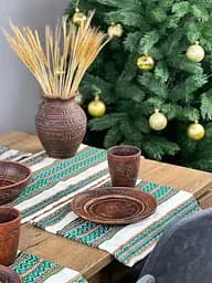 Льняная салфетка с украинским орнаментом Рандеву 30х40 см 12 шт. Коричневый