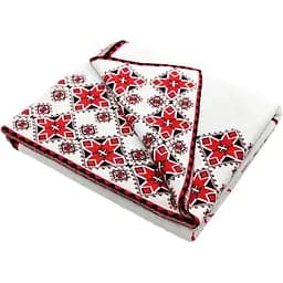 Плед Прованс Вишиванка 100х150 см білий з червоним (27842)