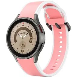 Браслет Double Line для Samsung Galaxy Watch 5 - рожево-білий ширина кріплення 20мм силікон Watchbands (W12-8WB12349934)