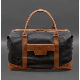 Дорожная сумка из конваса и натуральной кожи Crazy Horse светло-коричневая