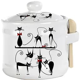 Банка для меду з дерев'яною ложкою SnT Чорна кішка, 420 мл (2370-12)