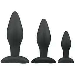 Набір анальних пробок Easytoys чорний силіконовий 3 шт.