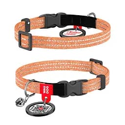 Нашийник для котів з відновленої бавовни Waudog Re-cotton з QR-паспортом світловідбиваючий пластиковий фастекс XS Ш 10 мм Дов