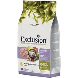 Сухий корм Exclusion Light Chicken Medium & Large Breed для дорослих собак середніх та великих порід з надмірною вагою та зниженою активністю або стерилізованих з куркою 3 кг