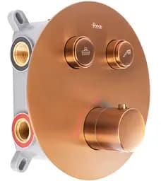 Душова система Rea Lungo brushed copper з термостатом + BOX прихованого монтажу REA-P8808, Теплий захід сонця - мініатюра 2