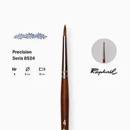 Пензель синтетика кругла (імітація соболя) Raphael Precision, №4, для ретуши, коротка ручка - мініатюра 2