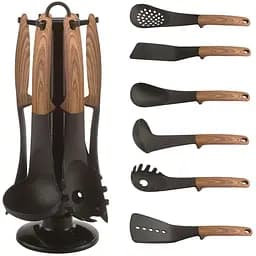 Набір кухонного приладдя на стійці Royalty Line RL-U06 із 7 предметів коричневий