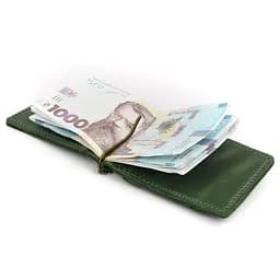 Затискач із монетницею шкіряний зелений Tarwa 11.5х8х1 см acs0032186 - мініатюра 4