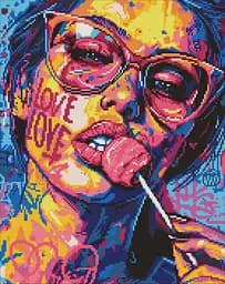 Набір з алмазною мозаїкою Дівчина з цукеркою Ideyka AMO8071, 40x50 см