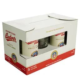 Уценка. Набор: пиво Budweiser Budvar Original (5 шт. х 0.5 л = 2.5 л) + кружка 0.3 л