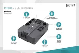 Джерело безперебійного живлення Assmann UPS ALL-IN-ONE 800VA 480W DN-170111 Black - мініатюра 4