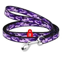 Повідець для собак нейлоновий Waudog Nylon малюнок Фіолетовий камо XS Ш 10 мм Дл 122 см