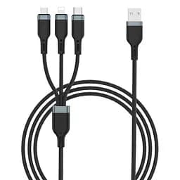USB кабель WiWU Platinum PT05 3in1 cable (Lightning, Micro, Type-C) 1,2 Black
