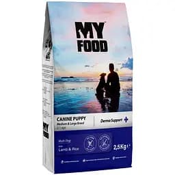 Сухий корм для цуценят середніх та великих порід Myfood Суперпреміум з ягням і рисом, 2,5 кг