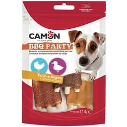 Ласощі для собак Camon BBQ Party Реберця утки та куриці на кальцієвій кісточці 114 г