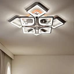Стельова LED-люстра Diasha S8060/4+4HR 3color з пультом і димером, хром, 130W, 7150 lm, квадратні акрилові плафони 49x49 см - мініатюра 2