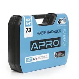 Набір насадок та інструментів Apro з тріскачкою CrV 1/4" 1/2" 90T 73 шт. 30412 - мініатюра 6