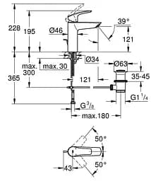 Змішувач для умивальника M-Size Grohe Eurosmart 233222433 Чорний матовий - мініатюра 4
