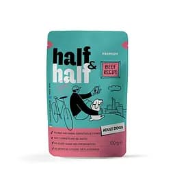 Влажный корм для взрослых собак Half&Half, Beef in Gravy for Adult Dogs, кусочки говядины в соусе, 100 г