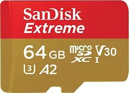 SanDisk Карта пам'яті microSD 64GB C10 UHS-I U3 R170/W80MB/s Extreme V30 + SD