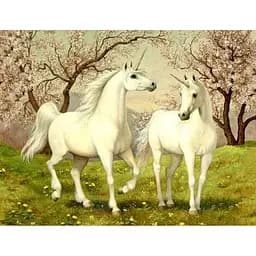 Картина Алмазна мозаїка 40 * 50 см зі стразами на підрамнику Чарівні конячки c принт. Рамою