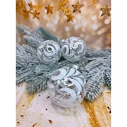 Набір куль Розпис 80 мм 3 шт із витонченим орнаментом Прозорий