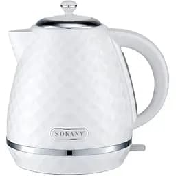 Електрочайник з обертанням на 360° Sokany SK-1032 безшумний дисковий 1.7 л 2200 Вт Білий