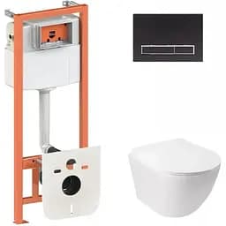 Набір Q-tap інсталяція 3 в 1 Nest QT0133M425 з панеллю змиву лінійною QT0111M08V1091MB + унітаз з сидінням Jay QT07335176W