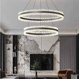 Волшебная подвесная люстра в черном корпусе с двумя кольцами Ø 80+60 см | Ст. MJ304-800+600 BK | Line F