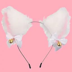 Косплей аксесуар Cat ears Котячі вушка білі AC CE 04 - мініатюра 2