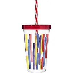 Склянка з трубочкою Herevin Pastel Stripe пластикова 660 мл (161448-013P)