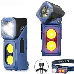 Налобный фонарь YEMAO YM‐T615 яркий легкий с USB‐C зарядкой