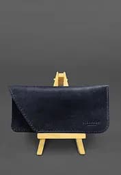 Кожаный чехол для очков Темно-синий Краст