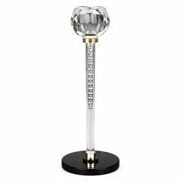 Скляний свічник Yiwu Crystal Pillar 22 см на стіл високий декоративний геометричний підсвічник елегантний інтер'єр романтика HP-7-26