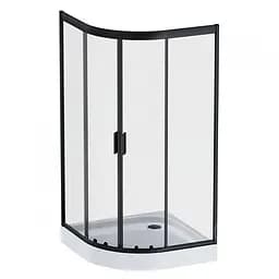 Душевая кабина Am.Pm Gem 1/4 Round 100x100 см без поддона black W90UG-401-100BT, прозрачный, черный
