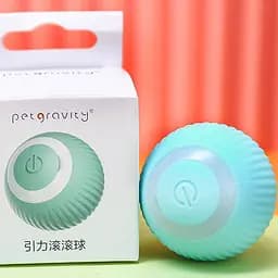 Игрушка для кошек катяющийся мячик бирюзовый на аккумуляторе 4.3 см