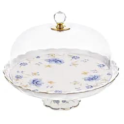 Блюдо для торта Lefar Лаура Блю, з кришкою, 29 см, білий (943-217)