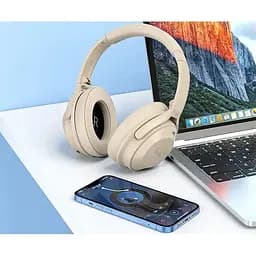 Навушники Bluetooth Hoco W37 Sound Active Noise бежеві - мініатюра 3