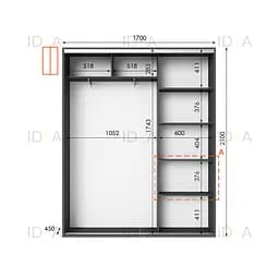 Шафа-купе Idea серія 5 170 x 45 x 210 см Антрацит - мініатюра 2
