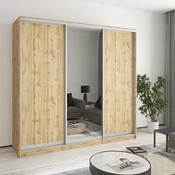Шкаф-купе трехдверный MebelStar Стандарт AL 2ДСП/Зеркало 220x60x210 см Дуб тахо (MBS-4233)